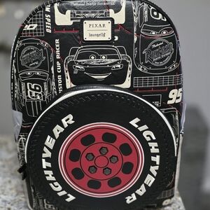 Loungefly Pixar Cars Lightning McQueen Black and Red Backpack